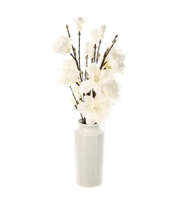 Atmosphera Branches de magnolia en vase H75 cm  - Blanc