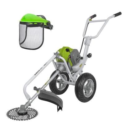 D&eacute;broussailleuse Thermique 52cm&sup3; &agrave; Roues Lame &Oslash; 255 mm + Casque de s&eacute;curit&eacute; Grillag&eacute; VITO 