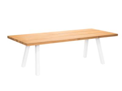 Ensemble table de jardin en teck Seychelles + 2 bancs en teck -