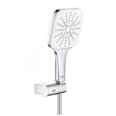 Pommeau de douche blanc et chrom&eacute; Rainshower Smartactive 130 Cube Grohe