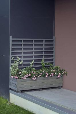 Jardini&egrave;re avec treillis ""Gmunden"" - l 136 cm x h 136 cm Gris vintage