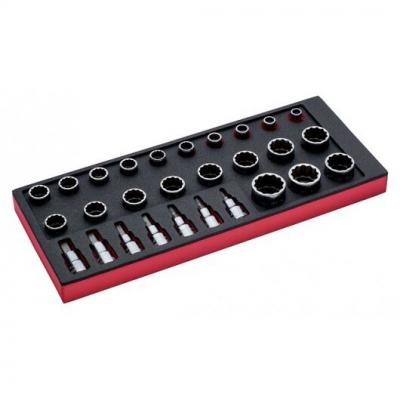 Jeu de douilles 1/2"", module mousse 1/3 Fit&Go - 28 pcs 