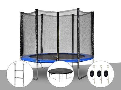 Kit trampoline Jardideco Atlas &Oslash; 2,44 m Bleu + Echelle + B&acirc;che de protection + Kit d'ancrage