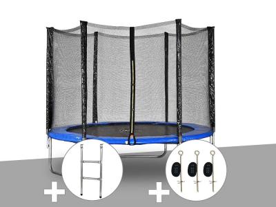 Kit trampoline Jardideco Atlas &Oslash; 2,44 m Bleu + Echelle + Kit d'ancrage
