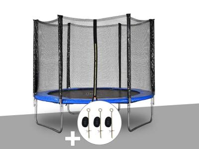 Kit trampoline Jardideco Atlas &Oslash; 2,44 m Bleu + Kit d'ancrage 