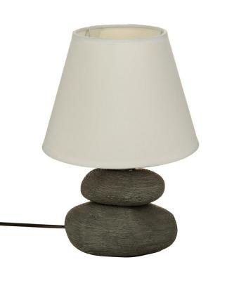 Lampe &agrave; poser en c&eacute;ramique stri&eacute;e forme galet H 30 cm