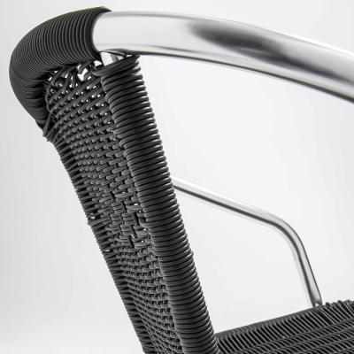 Lot de 4 chaises de jardin avec accoudoirs en aluminium et r&eacute;sine