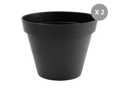 Lot de 2 Pots de fleur rond Toscane &Oslash; 80 x H.66 cm Anthracite - Eda