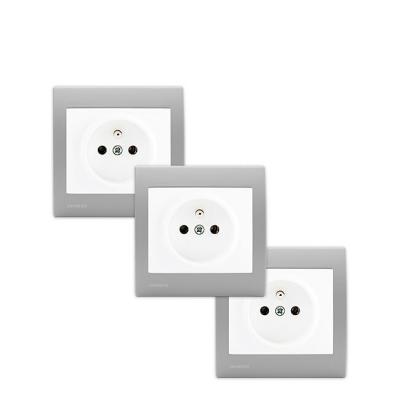 Siemens - Lot de 3 Prise 2P+T Blanc Delta Iris + Plaque basic Silver