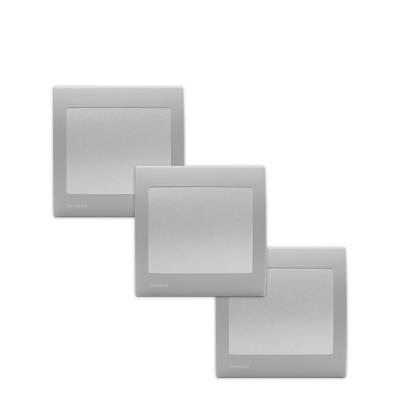 SIEMENS- Lot de 3 Va et Vient Silver Delta Iris + Plaque basic Silver