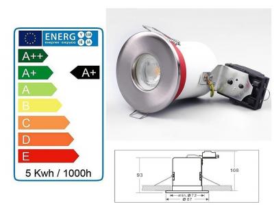 Lot de 5 Support de spot BBC Etanche IP65 Inox 87mm avec douille GU10 automatique ref. 830