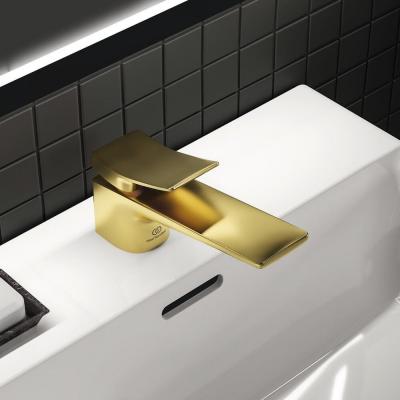 Lot de deux mitigeurs lavabo IDEAL Conca avec tirette et vidage Or