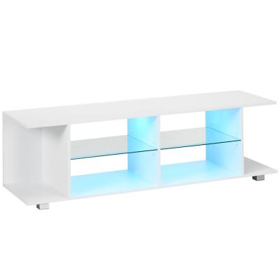 Meuble TV avec lumi&egrave;res LED 2 144x40x45cm Blanc