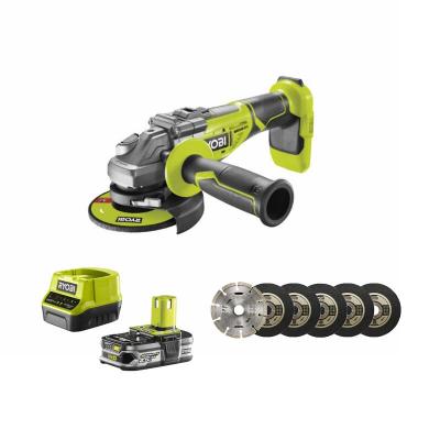 Meuleuse d'angle brushless 18V OnePlus R18AG7-0 - RYOBI - 1 Batterie 2.5Ah - kit 6 disque 125 mm