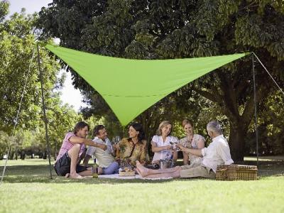 Pack voile d'ombrage triangulaire de 5m de c&ocirc;t&eacute;vert pomme Jardiline