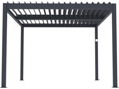Pergola bioclimatique &eacute;lectrique avec led ""Windsor"" en aluminium 3 x 4 - Gris 