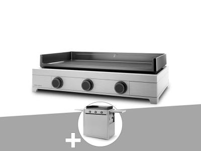 Forge Adour - Plancha gaz Modern 75 inox avec chariot Gris