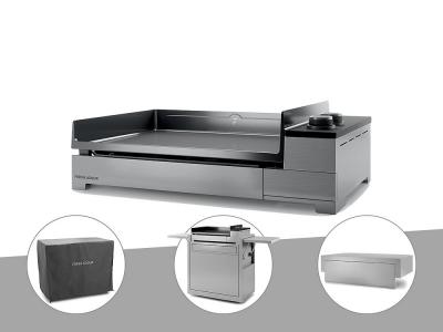 Plancha gaz Premium 60 inox avec couvercle, chariot et housse - FORGE ADOUR