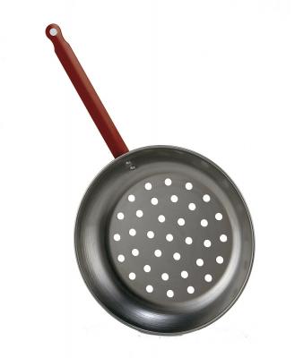Poele A Chataigne 28 Cm Marron Acier Tout Feu Sauf Induction La Ideal