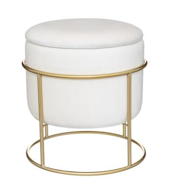 Pouf coffre Eliane en velours blanc ivoire