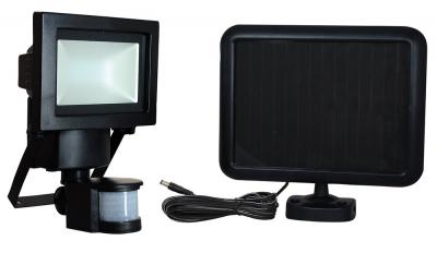 Projecteur LED noir avec panneau solaire orientable et d&eacute;tecteur IFR 7,5W