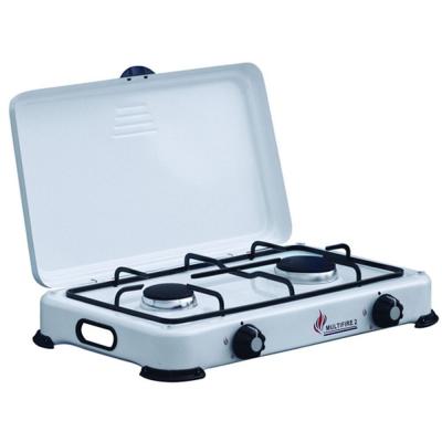 R&eacute;chaud gaz 2 feux 3200w br&ucirc;leurs fonte couvercle plaque de cuisson gaz butane ou propane