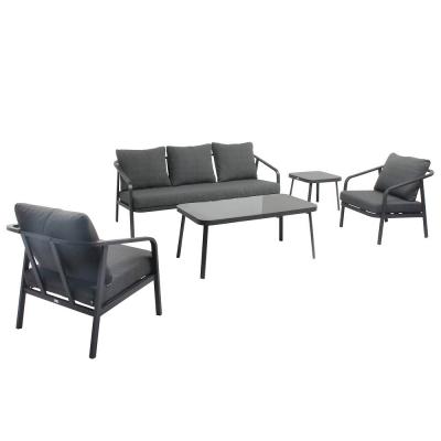 Oviala Salon de Jardin 5 Place Gris Anthracite