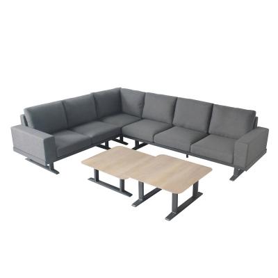 Oviala Salon de Jardin d'angle 5 Places Gris