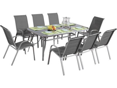 Salon de jardin textil&egrave;ne ""cordoba + Porto"" 8 personnes gris clair