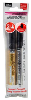 Set 2 acrylic markers 1.2mm or et argent precieux