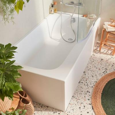 Frontal baignoire rectangulaire + pare bain installation en angle , blanc mat