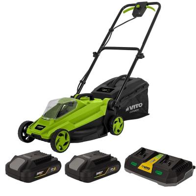 Tondeuse 20V + 2 Batteries lithium 3.0Ah + Chargeur double Gazon 300m2 - Bac 30L