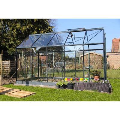 Chal&ecirc;t-Jardin Serre de Jardin en Verre Tremp&eacute; Grise avec Base 5,77 m&sup2;