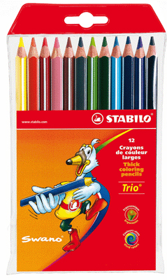 Crayon de couleur triangulaire 17cm - &Eacute;tui de 12