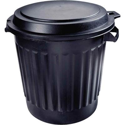 EDA Poubelle immeuble lisse avec couvercle - 80L - Noir
