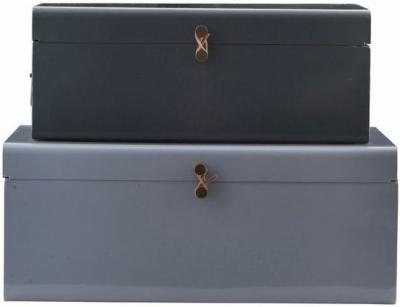 Ensemble de deux bo&icirc;tes de rangement M&eacute;tal bleu - Cane line