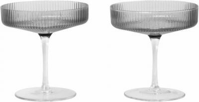 Carafe & verre - Set de 2 coupes &agrave; Champagne RIPPLE Gris fum&eacute;