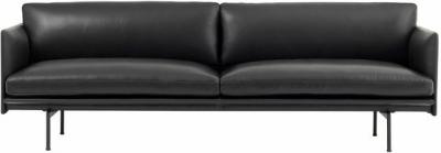 Muuto - Outline Canap&eacute; 3 places, noir Refine Leather / noir