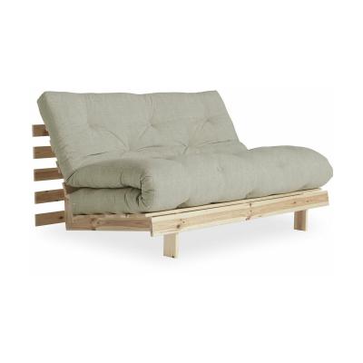 Roots - Canap&eacute; convertible 140x200cm en bois naturel et tissu