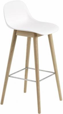 Chaise de bar 75 cm blanche pi&eacute;tement en ch&ecirc;ne Fiber - Muuto