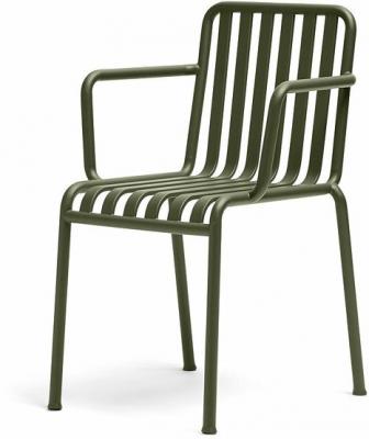 Chaise de jardin avec accoudoir en m&eacute;tal olive Palissade - HAY