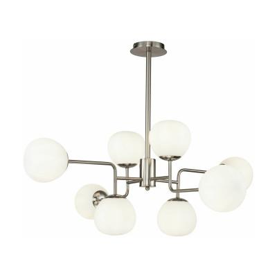 Maytoni Erich suspension &agrave; 8 lampes nickel/blanche