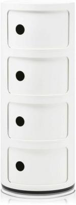 Kartell commode componibili, conteneur 4 &eacute;l&eacute;ments, blanc, base ronde