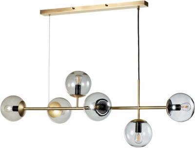 ORB-Suspension 6 Lumi&egrave;res M&eacute;tal/Verre L114cm