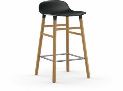 Chaise de bar Form avec structure en bois - noir - Ch&ecirc;ne - 65 cm