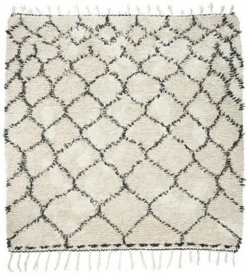 House Doctor Zena tapis 180x180 cm en coton blanc et noir
