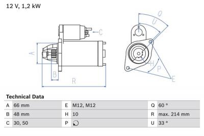 D&eacute;marreur, 12 V, par ex. pour Audi