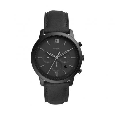 Fossil Men Montre Neutra Chronographe En Cuir Noir Bleu - One size