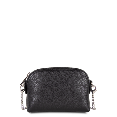 Mini sac pochette foulonn&eacute; cuir grain&eacute; Noir Lancaster