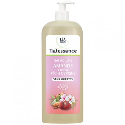 Natessance Gel Douche Amande - Parfum P&ecirc;che de Vigne, 1L